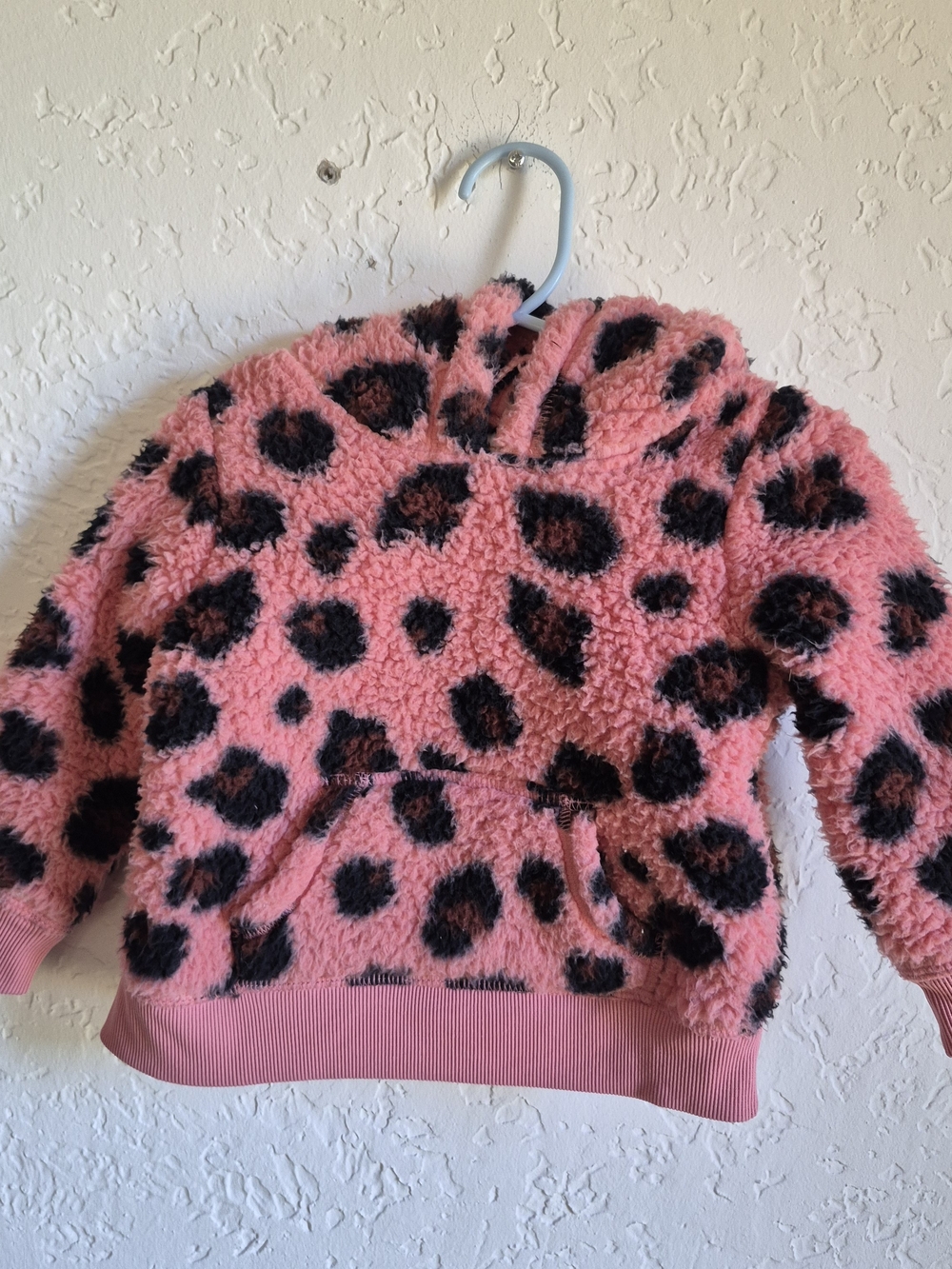 jumping beans Pink Leopard Sherpa Hoodie Size 12M